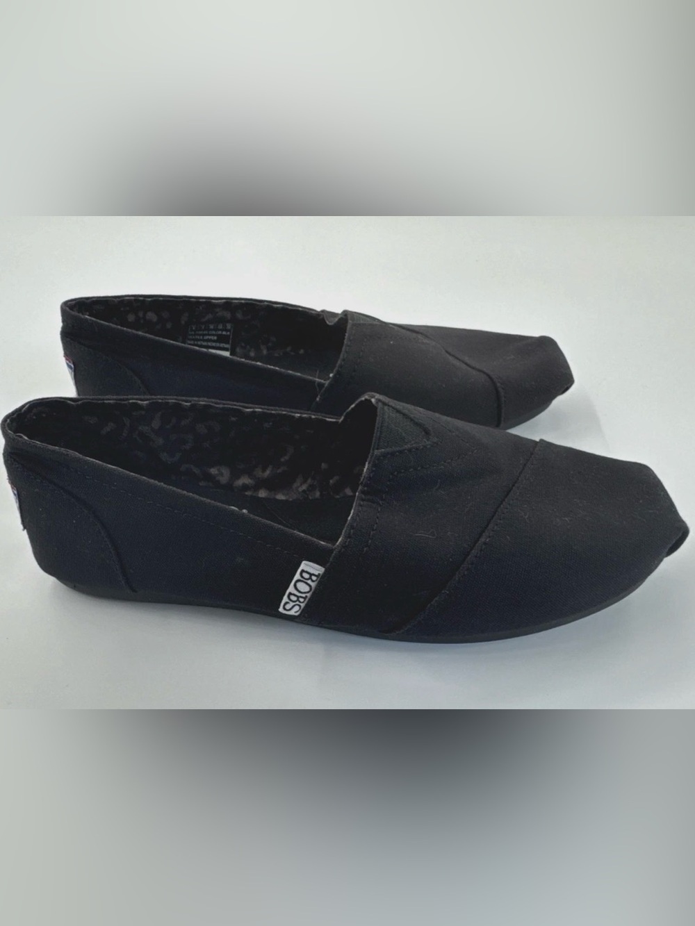 BOBS Skechers Shoes Womens 6 Black Ballet Flats Slip On Memory Foam Canvas Comfy